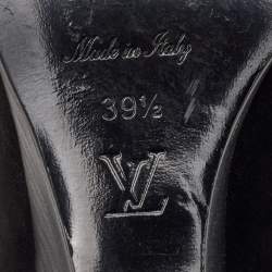 Pre Owned Louis Vuitton Size 39.5 Black Suede Butterfly Peep Toe Wedge Pumps