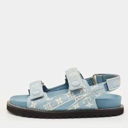 مملوكة مسبقًا Louis Vuitton Paseo Size 40.5 Blue Denim Flat Slingback Sandals