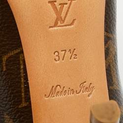 مملوكة مسبقًا حذاء كعب عالي لوي فيتون قماش مونوغرام بني ريتوال مقدمة مفتوحة مقاس 37.5
