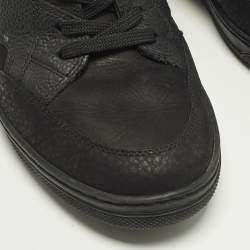 Pre Owned Louis Vuitton Cliff Size 38.5 Black Monogram Suede and Leather High Top Sneakers