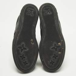 Pre Owned Louis Vuitton Cliff Size 38.5 Black Monogram Suede and Leather High Top Sneakers
