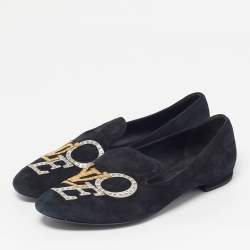 مملوكة مسبقًا Louis Vuitton Addict Size 38 Black Suede Smoking Slippers