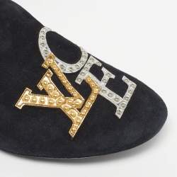 مملوكة مسبقًا Louis Vuitton Addict Size 38 Black Suede Smoking Slippers