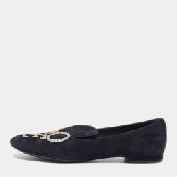 مملوكة مسبقًا Louis Vuitton Addict Size 38 Black Suede Smoking Slippers