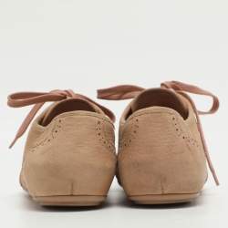 Pre Owned Louis Vuitton Size 40 Beige Nubuck Leather Brogue Low Top Sneakers