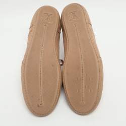 Pre Owned Louis Vuitton Size 40 Beige Nubuck Leather Brogue Low Top Sneakers