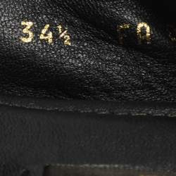 Pre Owned Louis Vuitton Bow Size 34.5 Black Leather Scrunch Ballet Flats