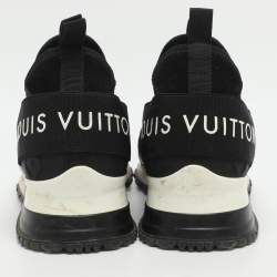 Pre Owned حذاء رياضي لوي فيتون ران أواي جلد ونيوبرين محفر مونوغرام أسود بدون رباط مقاس 39