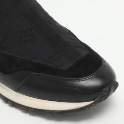 Pre Owned حذاء رياضي لوي فيتون ران أواي جلد ونيوبرين محفر مونوغرام أسود بدون رباط مقاس 39