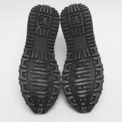 Pre Owned حذاء رياضي لوي فيتون ران أواي جلد ونيوبرين محفر مونوغرام أسود بدون رباط مقاس 39