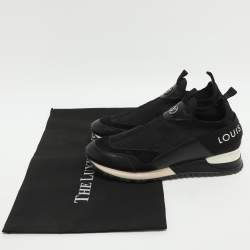 Pre Owned حذاء رياضي لوي فيتون ران أواي جلد ونيوبرين محفر مونوغرام أسود بدون رباط مقاس 39