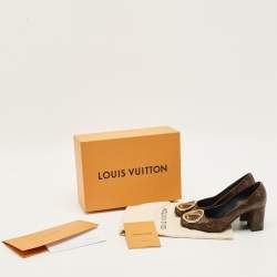 Pre Owned حذاء كعب عالي لوي فيتون \"مادلين\" كانفاس مونوغرامي بني مقاس 37.5