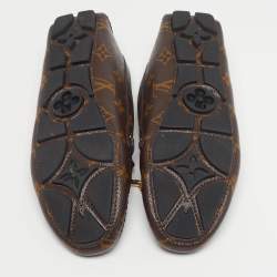 Pre Owned حذاء لوفرز لوي فيتون غلوريا جلد ونقشة دامييه إبني بني/أسود مقاس 40