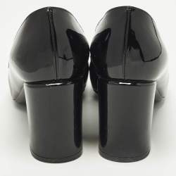 مملوكة مسبقًا حذاء كعب عالي لوي فيتون مادلين جلد لامع أسود بكعب عريض مقاس 39