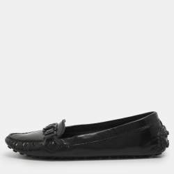 Pre Owned Louis Vuitton Size 39 Black Patent Leather Oxford Loafers 