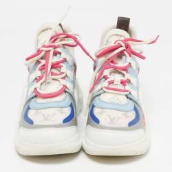 Pre Owned حذاء رياضي لويس فيتون قماش شبك أبيض ومونوجرام أرشلايت مقاس 37