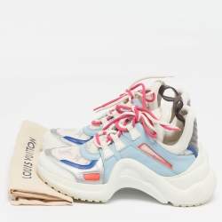 Pre Owned حذاء رياضي لويس فيتون قماش شبك أبيض ومونوجرام أرشلايت مقاس 37