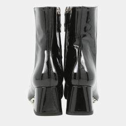 Pre Owned Louis Vuitton Lv X Yk Short Boots Noir/White Patent Leather Plastic Infinity Dot Size 36