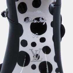 Pre Owned Louis Vuitton Lv X Yk Short Boots Noir/White Patent Leather Plastic Infinity Dot Size 36