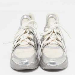 Pre Owned Louis Vuitton Archlight Size 39.5 White/Silver Leather and Mesh High Top Sneakers