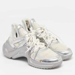 Pre Owned Louis Vuitton Archlight Size 39.5 White/Silver Leather and Mesh High Top Sneakers