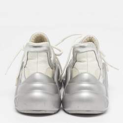 Pre Owned Louis Vuitton Archlight Size 39.5 White/Silver Leather and Mesh High Top Sneakers