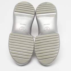 Pre Owned Louis Vuitton Archlight Size 39.5 White/Silver Leather and Mesh High Top Sneakers