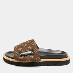 Pre Owned Louis Vuitton Pool Pillow Size 40 Brown Monogram Comfort Nylon Slide Sandals