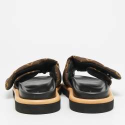 مملوكة مسبقًا صندل لويس فيتون فلات كومفورت بطبعة شعار بني نايلون بول وسادة مقاس 39