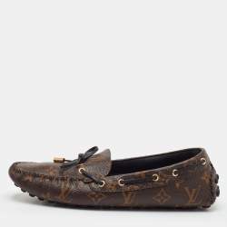 Pre Owned Louis Vuitton Gloria Size 40 Brown Monogram Canvas Flat Loafers 