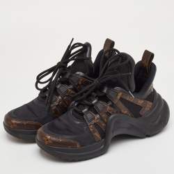 Pre Owned حذاء رياضي لوي فيتون أرتشلايت كانفاس مونوجرامي وشبكي بعنق منخفض مقاس 37.5