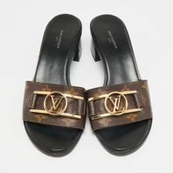 مملوكة مسبقًا Louis Vuitton Lock It Size 39 Brown Monogram Canvas Slide Sandals