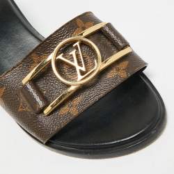 مملوكة مسبقًا Louis Vuitton Lock It Size 39 Brown Monogram Canvas Slide Sandals