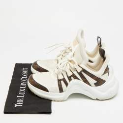 Pre Owned Louis Vuitton Archlight Size 41 White Mesh and Monogram Canvas Lace Up Sneakers