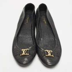 مملوكة مسبقًا Louis Vuitton Oxford Size 38.5 Black Leather Ballet Flats