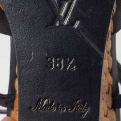 Pre Owned صندل لويس فيتون أسود جلدي بأشرطة ووتية وحيد بلور مقاس 38.5