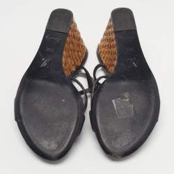 Pre Owned صندل لويس فيتون أسود جلدي بأشرطة ووتية وحيد بلور مقاس 38.5