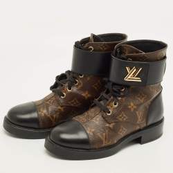 Pre Owned حذاء بوت كاحل رينجر ونترلاند لويس فويتون كانفاس مونوجرام بني/أسود وجلد مقاس 37
