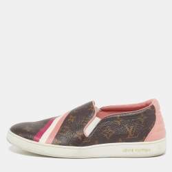 Pre Owned Louis Vuitton Frontrow Size 40 Multicolor Monogram Canvas and Leather Low Top Sneakers