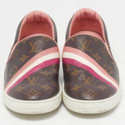 Pre Owned Louis Vuitton Frontrow Size 40 Multicolor Monogram Canvas and Leather Low Top Sneakers