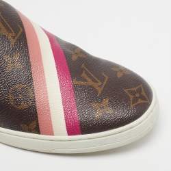 Pre Owned Louis Vuitton Frontrow Size 40 Multicolor Monogram Canvas and Leather Low Top Sneakers