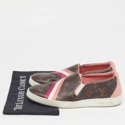 Pre Owned Louis Vuitton Frontrow Size 40 Multicolor Monogram Canvas and Leather Low Top Sneakers