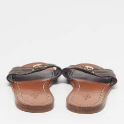 Pre Owned Louis Vuitton Lock It Size 37  Monogram Coated Canvas Flat Slides