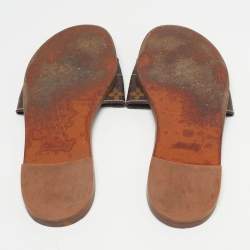 Pre Owned Louis Vuitton Lock It Size 37  Monogram Coated Canvas Flat Slides