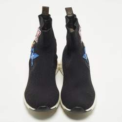 مملوكة مسبقًا Louis Vuitton Size 40 Black Knit Fabric Star Patch Sock High Top Sneakers