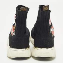 مملوكة مسبقًا Louis Vuitton Size 40 Black Knit Fabric Star Patch Sock High Top Sneakers