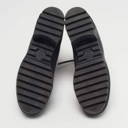 مملوكة مسبقًا حذاء بوت للكاحل لوي فيتون ديسيرت لوريت جلد وكانفاس مونوغرامي أسود/بني نعل سميك مقاس 37.5