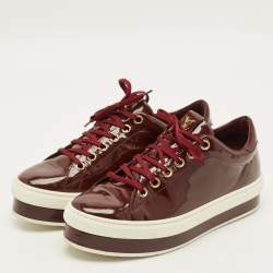 Pre Owned Louis Vuitton Size 40 Burgundy Patent Leather Lace Up Platform Sneakers