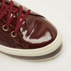Pre Owned Louis Vuitton Size 40 Burgundy Patent Leather Lace Up Platform Sneakers