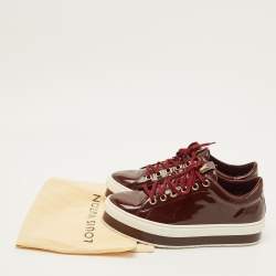 Pre Owned Louis Vuitton Size 40 Burgundy Patent Leather Lace Up Platform Sneakers